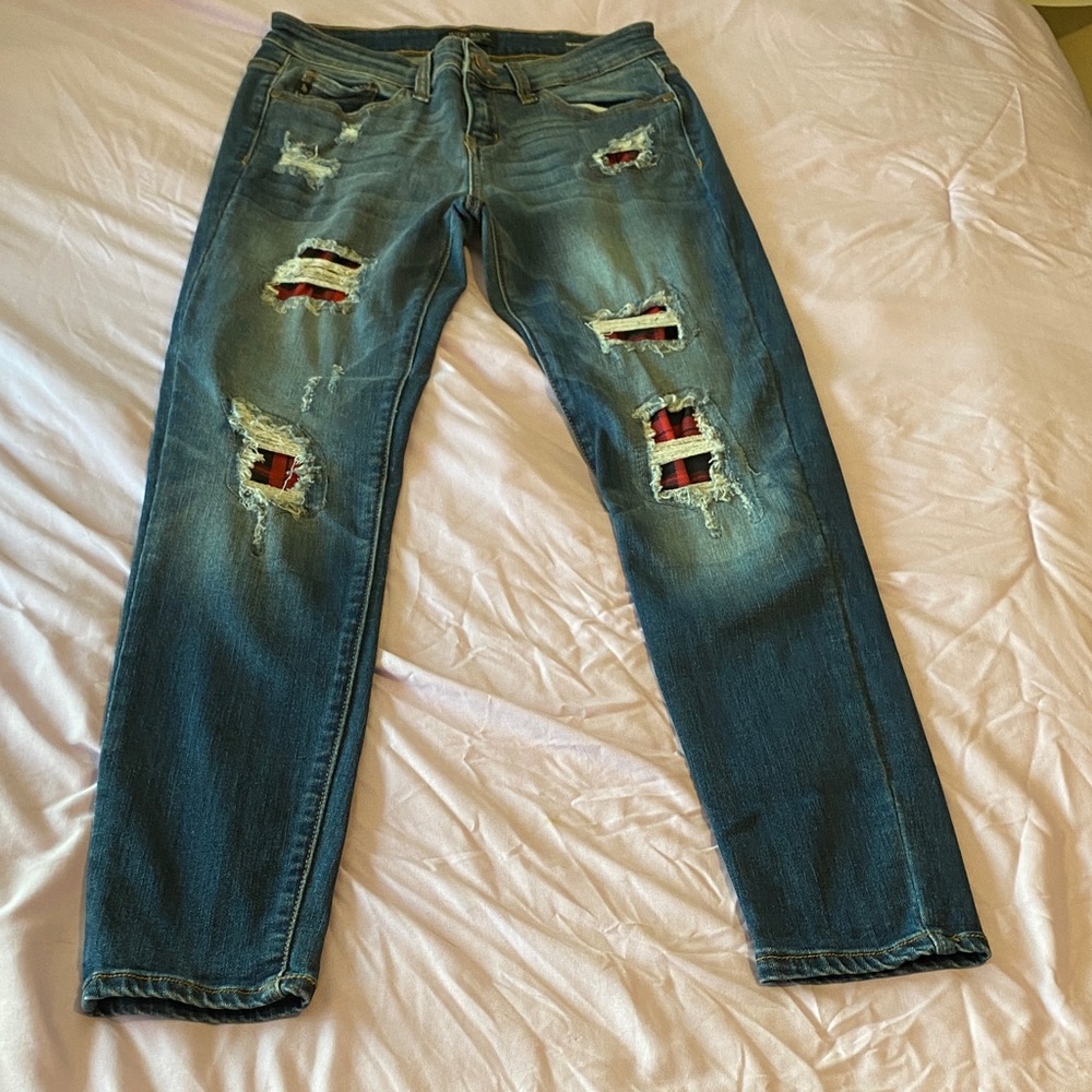 Judy Blue Women's Ripped Blue Skinny Jeans - Picture 2 of 5